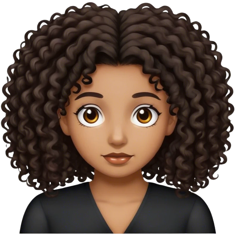 An brown AIRPLANE with darky curly hair in a hair tie emoji