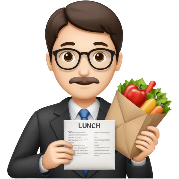 Profesor sosteniendo un papel que dice “LUNCH COVERED” emoji