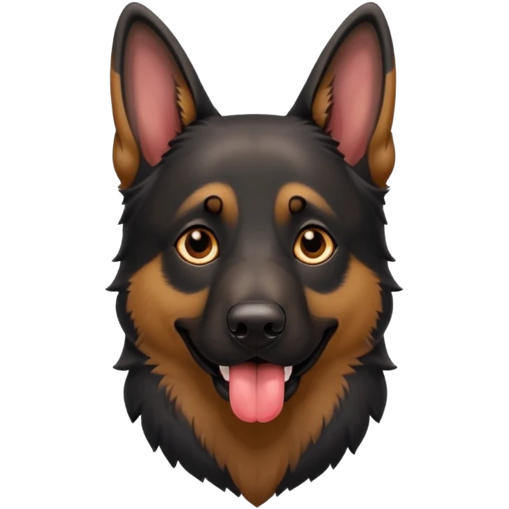 cartoon style dark German Shepherd dog with its tongue hanging out long emoji