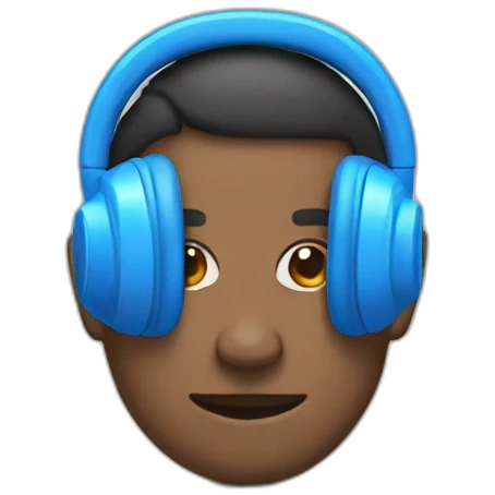 blue heardphones on head emoji