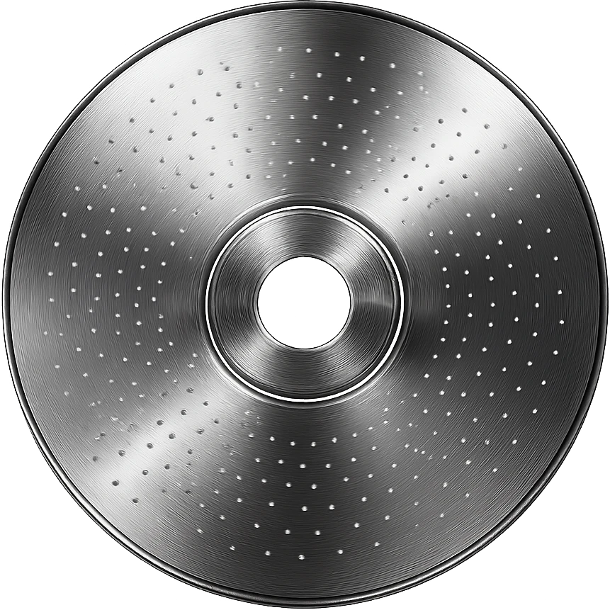 A minimalist CD disc with dot pattern, glowing effect, purple color emoji