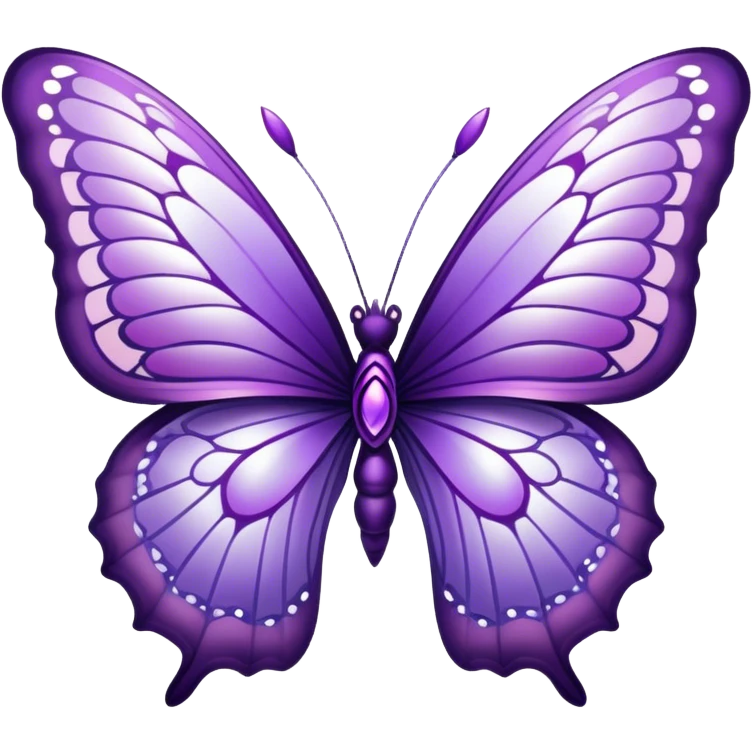 "A majestic butterfly in shades of purple, with intricately detailed wings featuring a mesmerizing pattern resembling delicate lace. The wings shimmer with an iridescent glow, reflecting hues of amethyst and lilac. The butterfly hovers gently above a field of blooming lavender, surrounded by tiny dewdrops glistening in the morning sunlight. A soft-focus background creates a dreamy atmosphere, emphasizing the elegance and ethereal quality of the butterfly."
 emoji