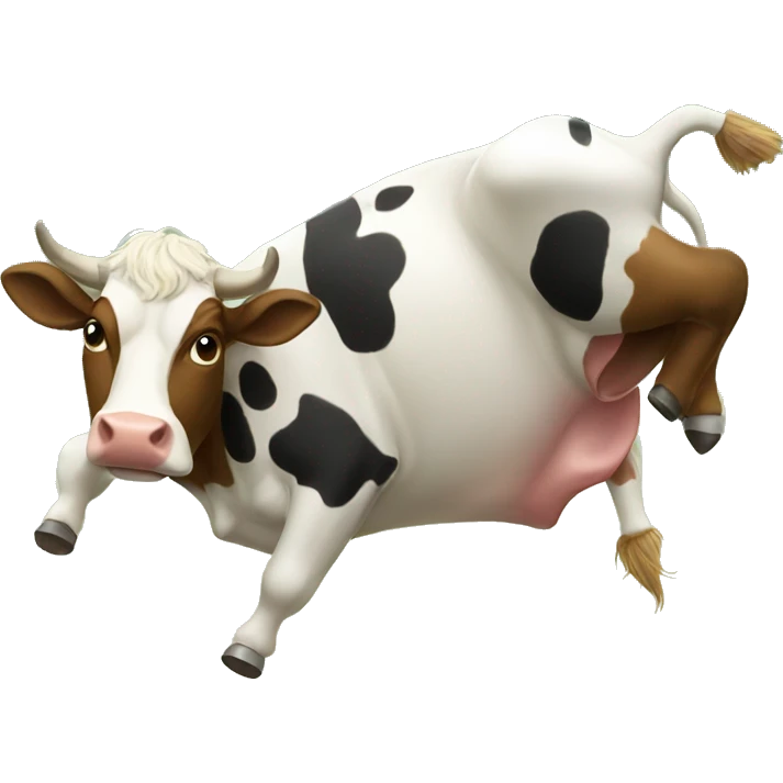 Cow doing back flip emoji