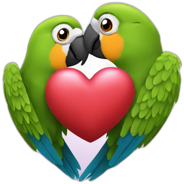 Parrots kiss heart emoji