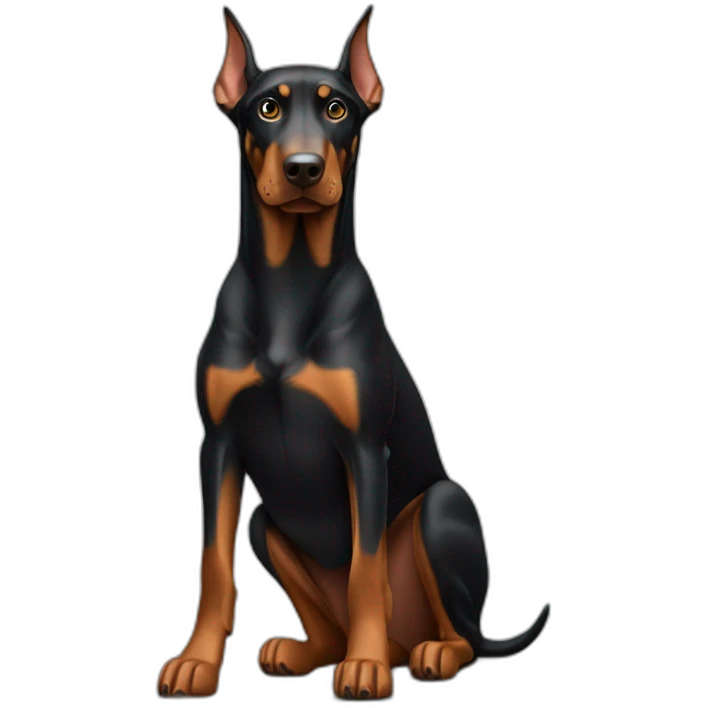 a doberman sitting at bank emoji