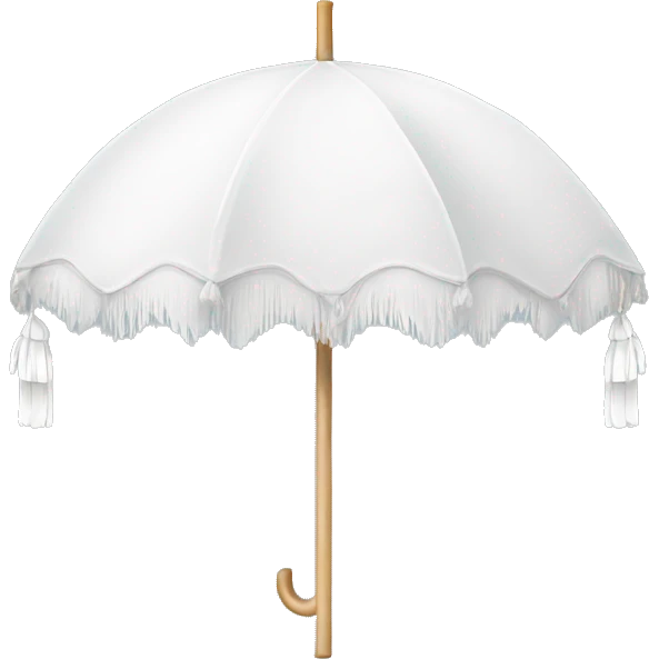 White beach umbrella with white tassels  emoji