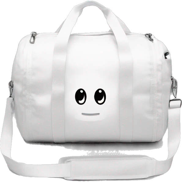 all white shoulder gym bag, white strap emoji