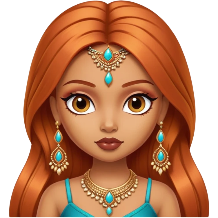 pretty bratz baddie, copper hair, light skin, desi indian style emoji