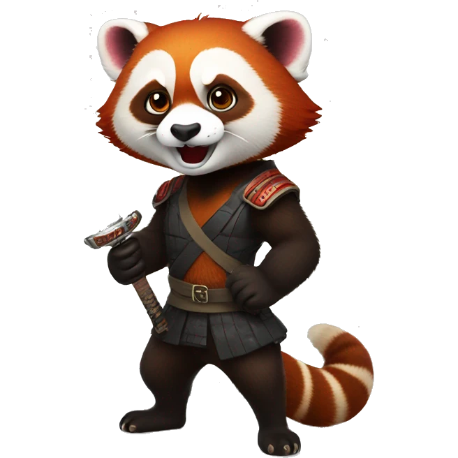 Red panda holding a katana emoji