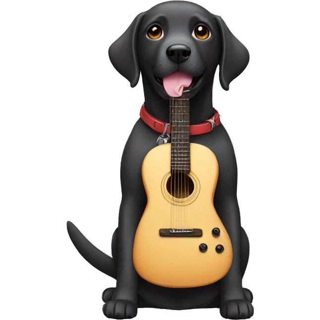 Labrador with a guitar emoji