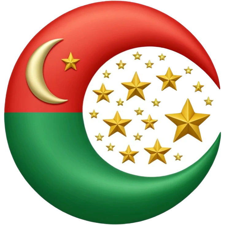A flag emoji red white green in center islamic golden moon suronded by star circulary emoji