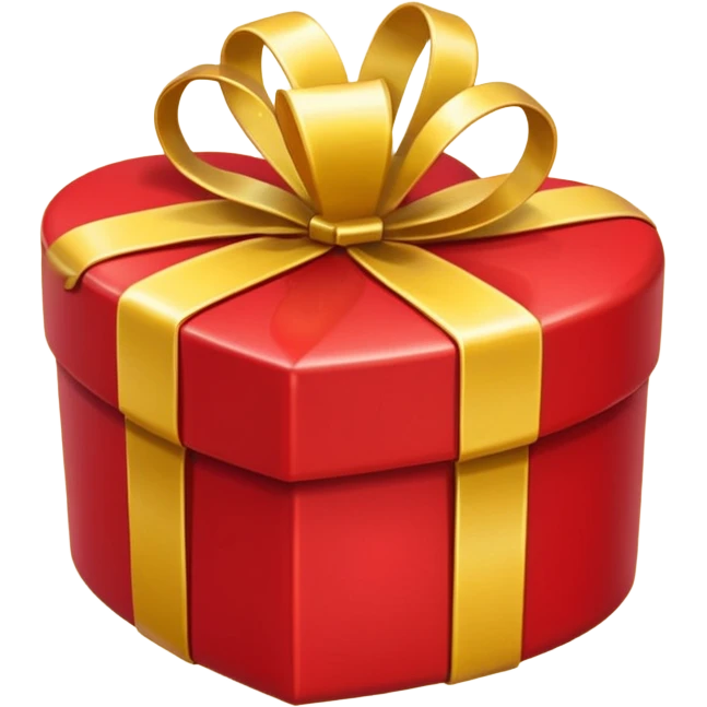 Cute kawaii sparkly shiny glossy romantic aesthetic Heart-shaped red gift box present with yellow wrapping emoji