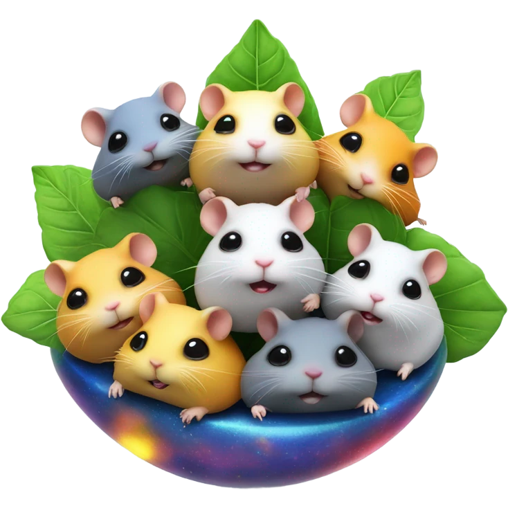 alien hamster cult with cheese and weed on ufo emoji
