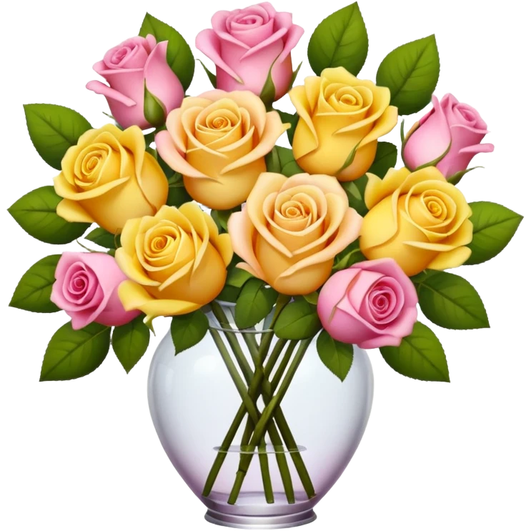 a beautiful pink and yellow rose bouquet emoji