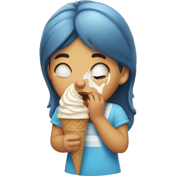 girl crying eating ice cream emoji