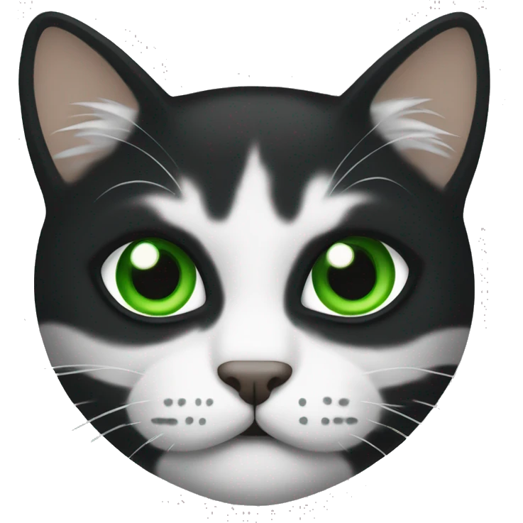 Gatito negro y blanco con ojos verdes emoji