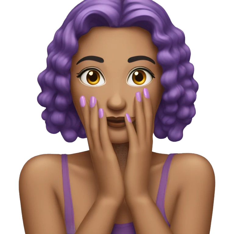 Mano con uñas de color lila emoji
