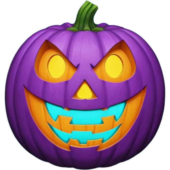 glowing jack-o'-lantern, only purple and cyan colors emoji