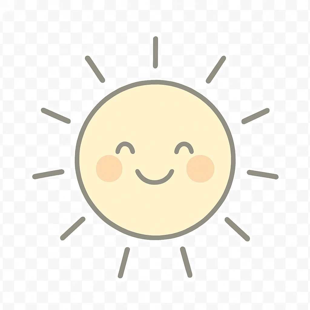 smiling sun with clean lines and soft pastel colors in a minimalistic style emoji