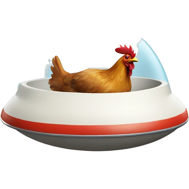 chicken driving in flying saucer emoji
