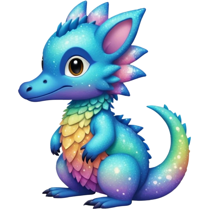 Randomly-colored gradients-colored cute fuzzy realistic glittery Randomly-faerie-drake-colored sparkly exotic drake-Trico-Fakémon-creature emoji