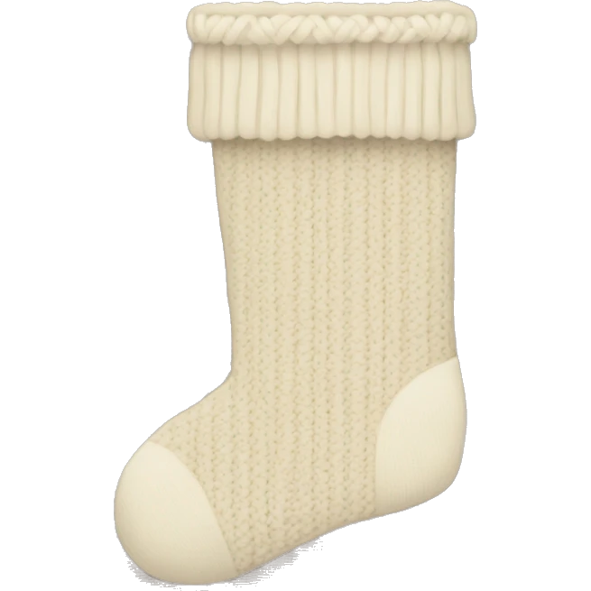 A cream colored knitted Christmas stocking emoji