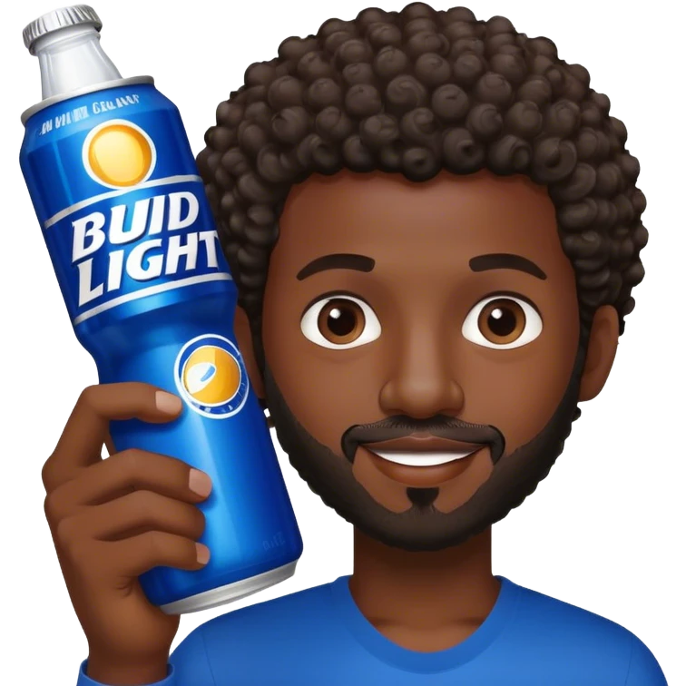 dark black guy short curly hair facial hair holding bud light  emoji
