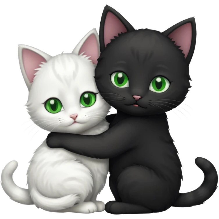 a black kitty hugging a white kitty emoji