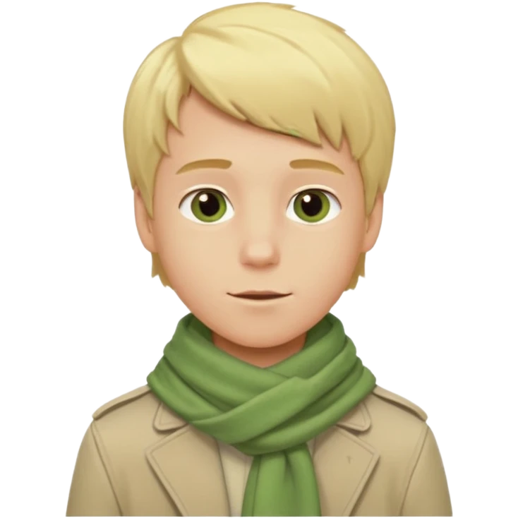 Blonde boy with light green scarf and biege jacket emoji