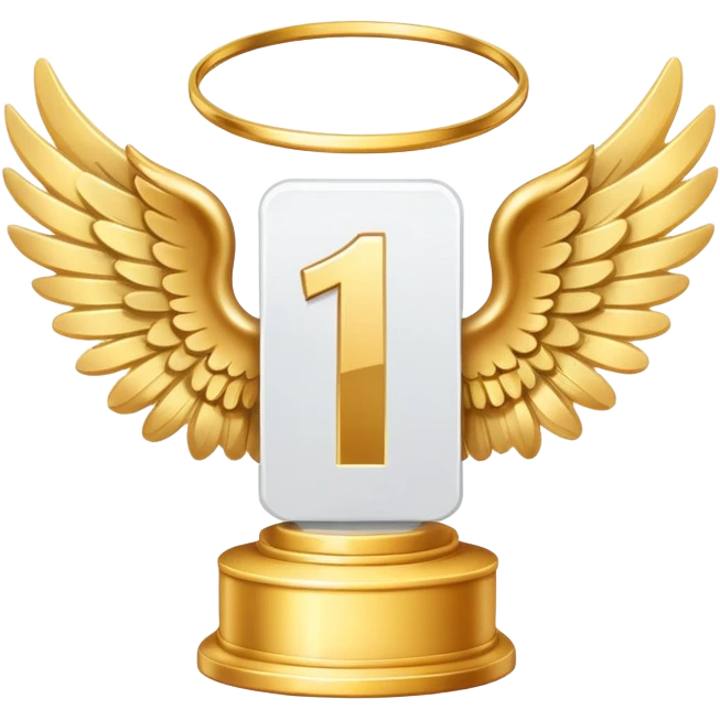 1st place award (number) decorated with angel wings golden emoji