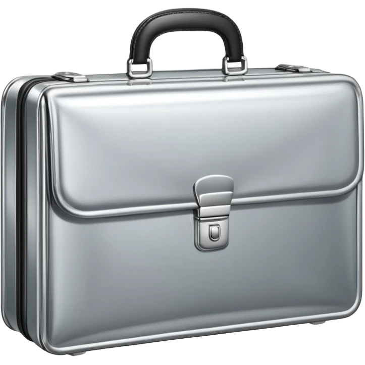 A luxury briefcase emoji made of polished silver chrome, smooth rectangular shape, metallic reflections, minimal high-end design, swag business aesthetic, iOS emoji style, centered, clean white background
 emoji