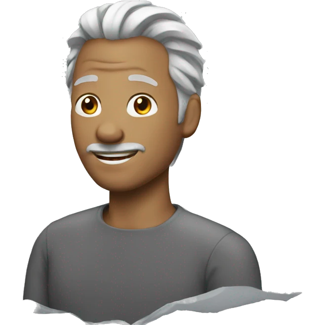 man with silver hair ponytail emoji