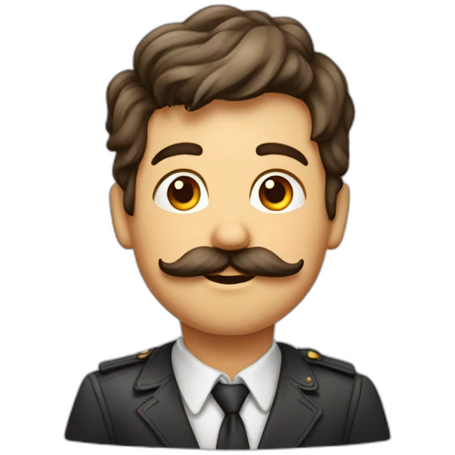 Un petit garçon avec un peu de moustache et les cheveux vers l'avant emoji