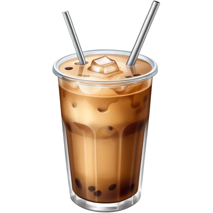 a glass of iced coffee with a metal straw emoji