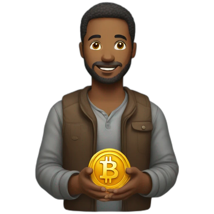 man holding bitcoin emoji