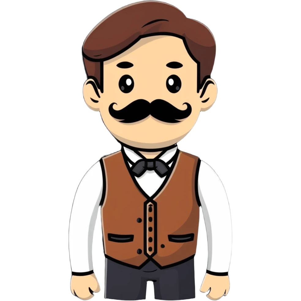 The neighbor character from Hello Neighbor game with mustache and vest emoji