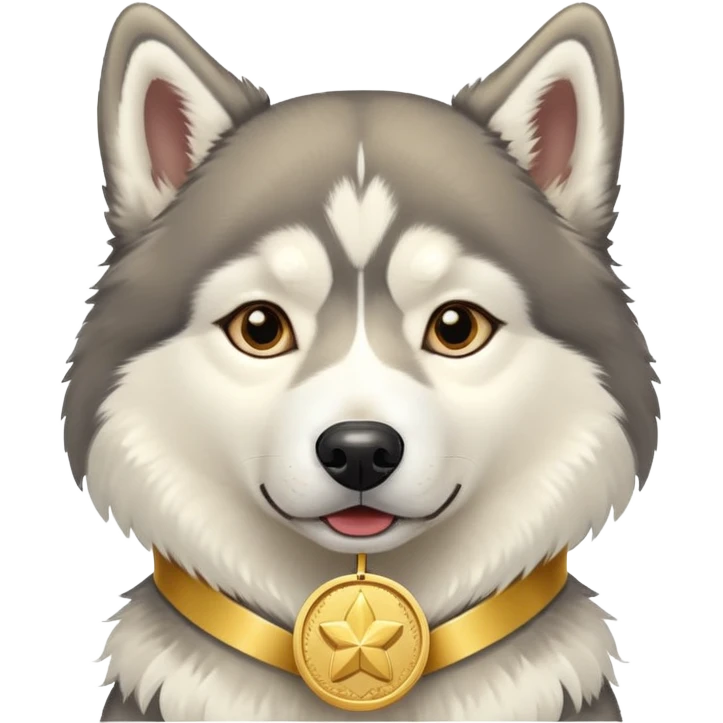 Husky dog with a gold medal emoji