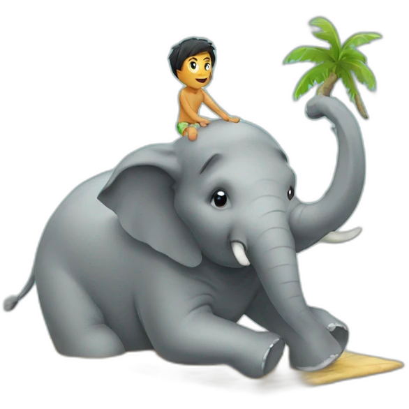 swimming on top of an elephant emoji