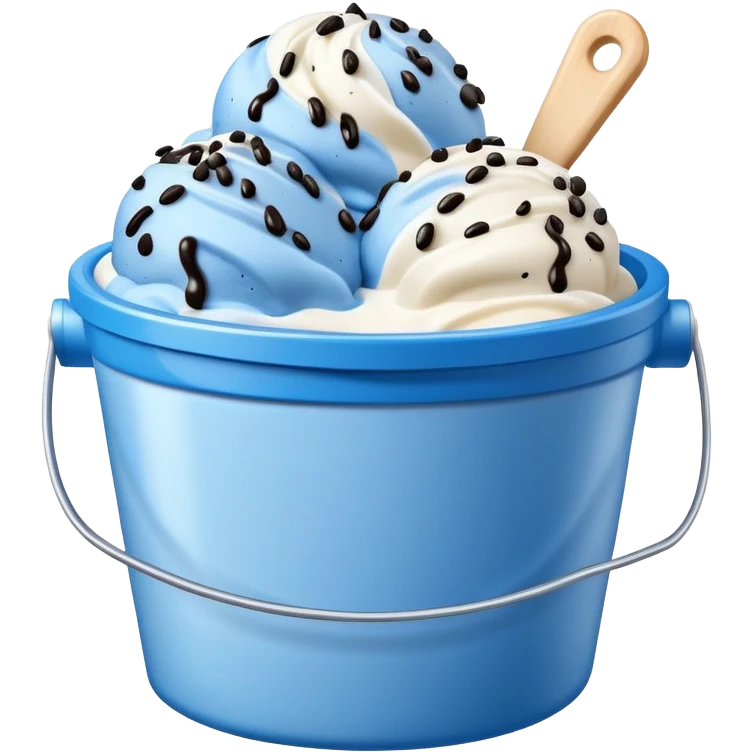 Blue cookies and cream ice cream in a bucket emoji