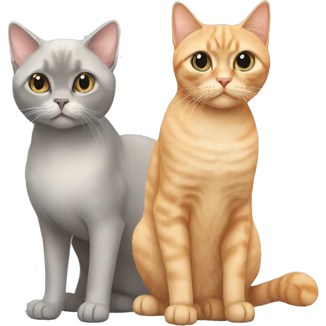 three cats: an orange shorthair, a grey persian cat and a siamese  emoji
