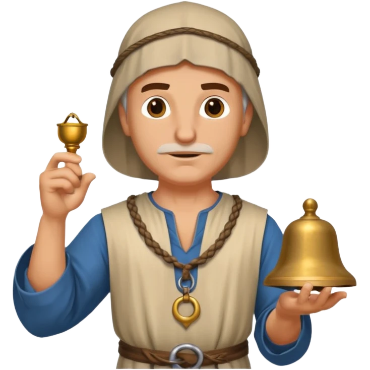 a white merchant in medieval time with a bell in his hand emoji