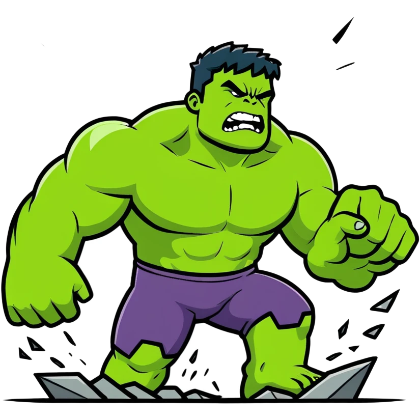 angry Hulk smashing ground emoji