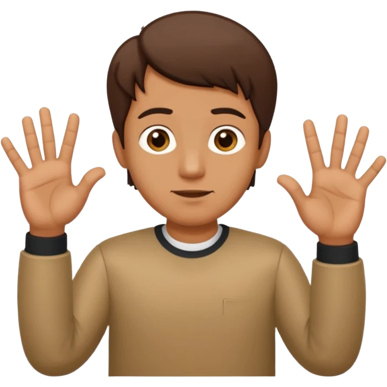 A man shrugging his shoulders with 6 above his left hand and 7 above his right hand emoji