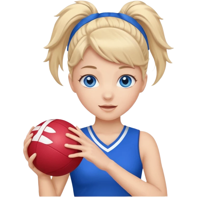 football cheerleader, holding a cheering ball, blue emoji