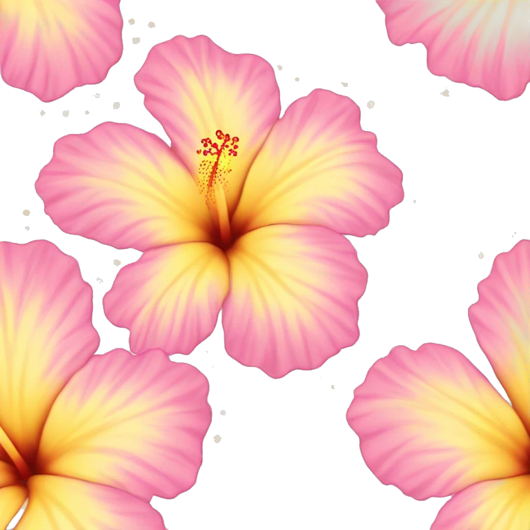 pastel pink and pastel yellow hibiscus flower with little sparkles around it emoji