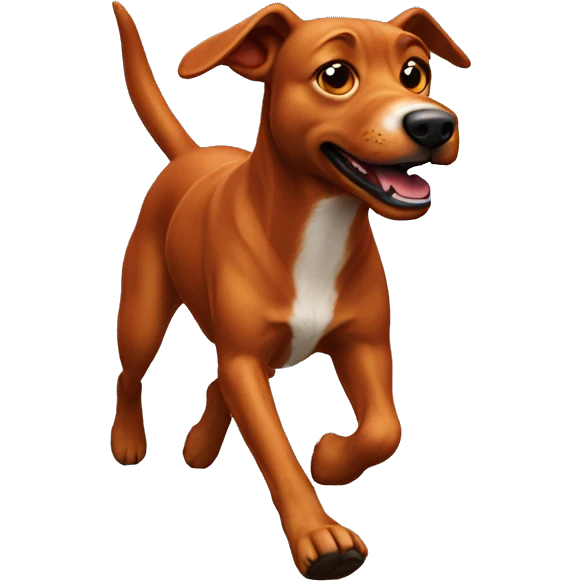 realistic solid red dog with pointed ears running emoji