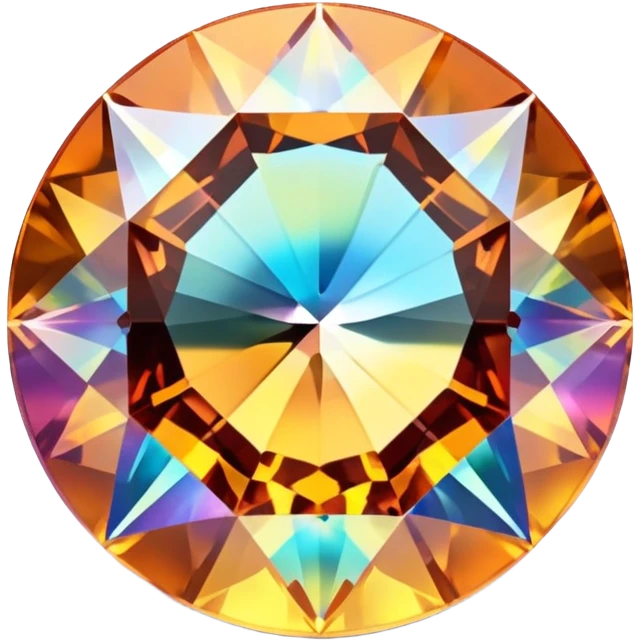 extra close-up round cut azotic topaz gemstone with holographic effect and silver metal accent, focus on gem facets emoji