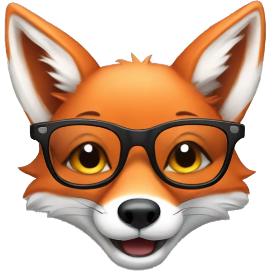 A cheerful fox in glasses emoji