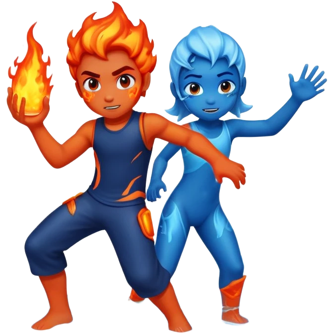 Freeze tag with a lava boy and water girl emoji