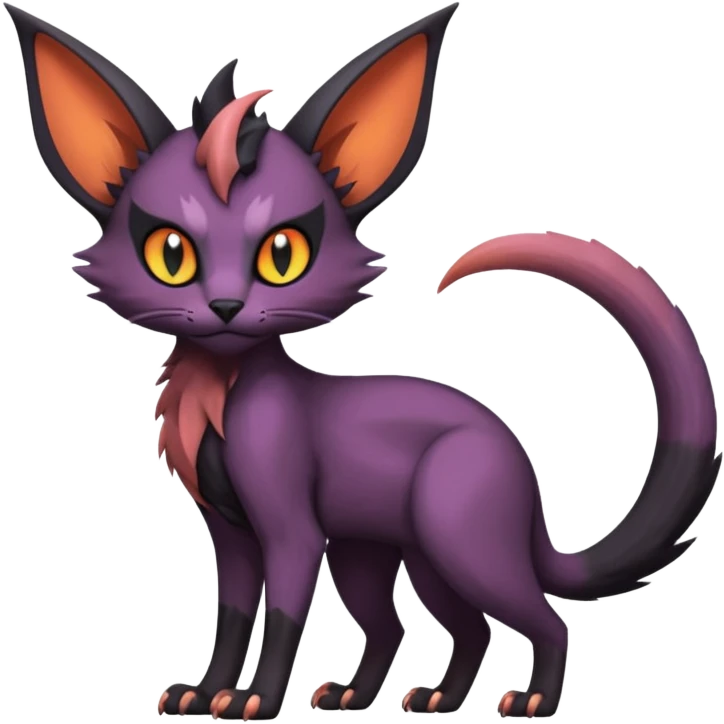 Black edgy Noivern-Noibat-Purloin-Torracat-Lykoi-Caracal-cat-Fakemon-fusion-hybrid-creature with scale markings emoji